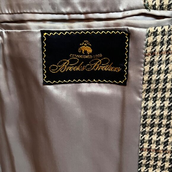 Brooks Brothers Wool Houndstooth Jacket Sports‎ Coat Blazer 41R Brown / Beige - Picture 5 of 10